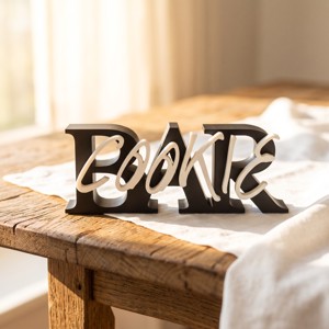 Cookie Bar felirat, süteményes asztal dekoráció � szabadon álló desszert tábla esküvőre, 25 x 12 cm - esküvő - dekoráció - esküvői feliratok - Meska.hu