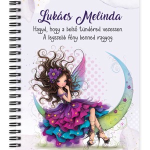 Személyre szabható - Szépséges lila virágos tündér és a hold mintás A5-ös füzet, Otthon & Életmód, Papír, írószer, Jegyzetfüzet & Napló, , MESKA