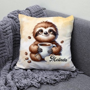 Névvel kérhető - Lazulós Kávés lajhár mintás párna - otthon & életmód - lakástextil - párna & párnahuzat - díszpárna (belsővel együtt) - Meska.hu