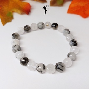 Turmalin kvarc ásványkarkötő - ékszer - karkötő - gyöngyös karkötő - Meska.hu