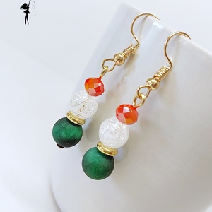 Alkalmi ásványfülbevaló matt zöld tigrisszemből, hegyikristályból üveggyönggyel, Ékszer, Fülbevaló, Lógó fülbevaló, Ékszerkészítés, Gyöngyfűzés, gyöngyhímzés, MESKA