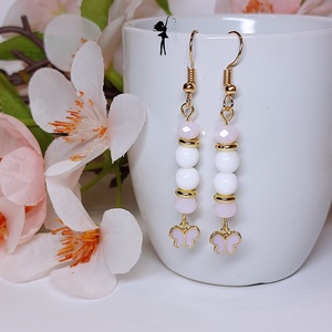 Mini lepkés tavaszi fülbevaló - ékszer - fülbevaló - lógó fülbevaló - Meska.hu