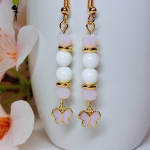 Mini lepkés tavaszi fülbevaló - ékszer - fülbevaló - lógó fülbevaló - Meska.hu