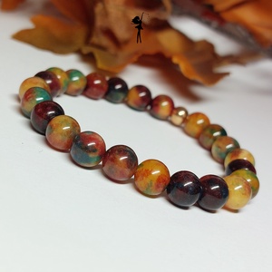 Tarkabarka természet ásványkarkötő jáspisokkal, Ékszer, Karkötő, Ásványkarkötő, Ékszerkészítés, Gyöngyfűzés, gyöngyhímzés, MESKA