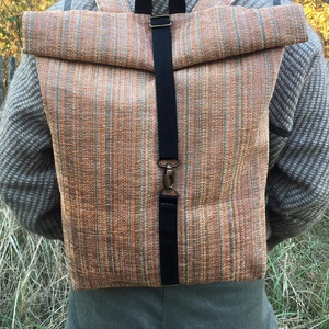 Retro textil vegán hátizsák neszesszerrel - Meska.hu