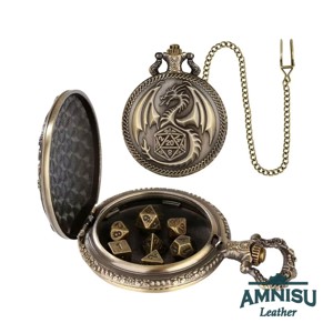 Bronz sárkány d20-al mini fém kockaszett zsebóra tokban - játék & sport - szerepjáték - Meska.hu