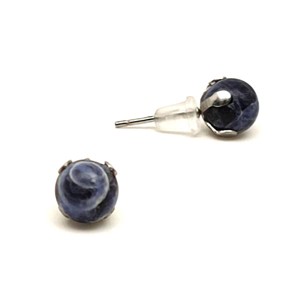 Fülbevaló acél karmos golyó szodalit 6mm, Ékszer, Fülbevaló, Pötty fülbevaló, , MESKA