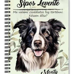 Személyre szabható - Border Collie portré mintás A6-os füzet, Otthon & Életmód, Papír, írószer, Jegyzetfüzet & Napló, , MESKA
