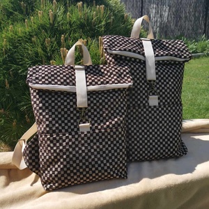 RE'A dizájn Brown Chess rolltop hátizsák  S méret, Táska & Tok, Hátizsák, Roll top hátizsák, Varrás, MESKA