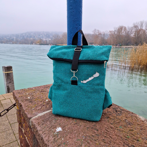 RE'A dizájn Türkiz Balaton rolltop hátizsák  M méret - Meska.hu
