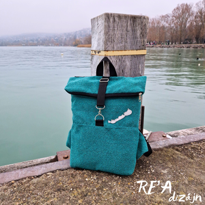 RE'A dizájn Türkiz Balaton rolltop hátizsák  M méret - táska & tok - hátizsák - roll top hátizsák - Meska.hu