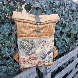 RE'A dizájn Baroque Flowers 2. rolltop hátizsák - S/M közötti méret, Táska & Tok, Hátizsák, Roll top hátizsák, Varrás, MESKA