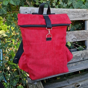 RE'A dizájn Autumn Red rolltop hátizsák  S/M közötti méret, Táska & Tok, Hátizsák, Roll top hátizsák, Varrás, MESKA