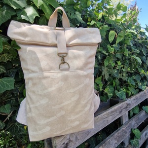 Full Balaton  bézs rolltop hátizsák - M méret - táska & tok - hátizsák - roll top hátizsák - Meska.hu