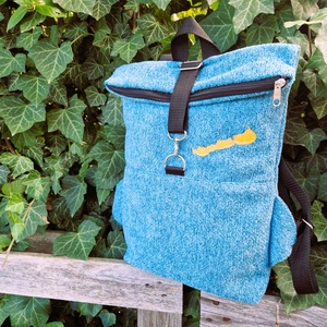 RE'A dizájn Kék Balaton rolltop hátizsák  S/M méret - táska & tok - hátizsák - roll top hátizsák - Meska.hu