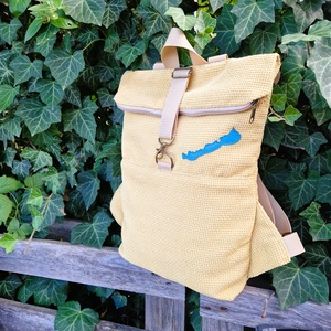 RE'A dizájn Kék Balaton rolltop hátizsák  S/M méret, Táska & Tok, Hátizsák, Roll top hátizsák, Varrás, MESKA