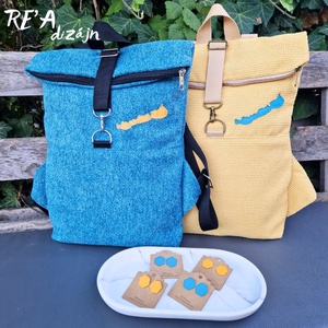 RE'A dizájn Kék Balaton rolltop hátizsák  S/M méret - táska & tok - hátizsák - roll top hátizsák - Meska.hu