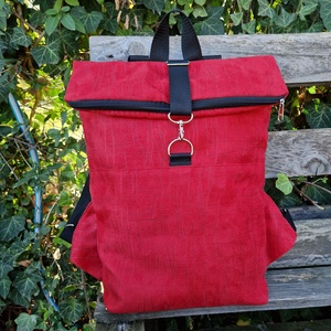 RE'A dizájn Autumn Red rolltop hátizsák  S/M közötti méret, Táska & Tok, Hátizsák, Roll top hátizsák, Varrás, MESKA