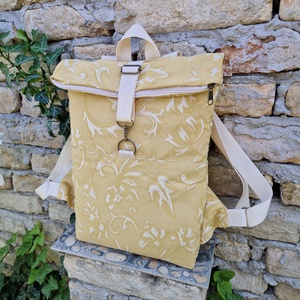 RE'A dizájn Yellow Tendril rolltop hátizsák  S méret, Táska & Tok, Hátizsák, Roll top hátizsák, Varrás, MESKA