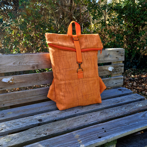 RE'A dizájn Summer Orange rolltop hátizsák  L méret - táska & tok - hátizsák - roll top hátizsák - Meska.hu