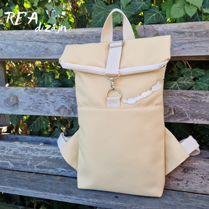 RE'A dizájn Krém Balaton rolltop hátizsák  hosszított S méret, Táska & Tok, Hátizsák, Roll top hátizsák, Varrás, MESKA