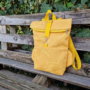 RE'A dizájn Yellow Waves rolltop hátizsák  S méret, Táska & Tok, Hátizsák, Roll top hátizsák, Varrás, MESKA