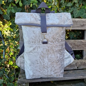 RE'A dizájn Silver Pearl - dark gray rolltop hátizsák  M/L közötti méret - táska & tok - hátizsák - roll top hátizsák - Meska.hu