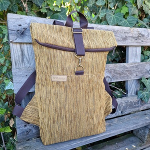 RE'A dizájn Brown Mustard rolltop hátizsák � S/M közötti méret, Táska & Tok, Hátizsák, Roll top hátizsák, Varrás, MESKA