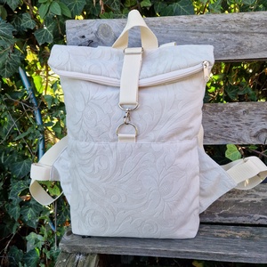 RE'A dizájn Beige Tropical rolltop hátizsák  S/M közötti méret - táska & tok - hátizsák - roll top hátizsák - Meska.hu