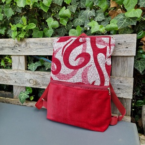 RE'A dizájn Red Waves trapéz hátizsák, Táska & Tok, Hátizsák, Roll top hátizsák, Varrás, MESKA