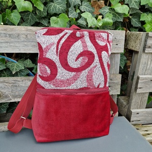 RE'A dizájn Red Waves trapéz hátizsák - táska & tok - hátizsák - roll top hátizsák - Meska.hu