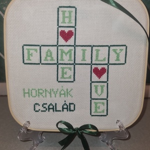 Családi falikép - művészet - textilkép - keresztszemes - Meska.hu