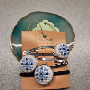 Hópelyhes hajcsat+hajgumi szett - ruha & divat - hajdísz & hajcsat - hajgumi - Meska.hu