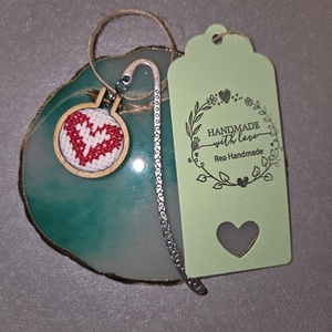 Szivecskés könyvjelző, Könyv & Zene, Könyvjelző, Hímzés, MESKA