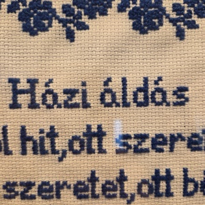 Házi áldás - művészet - textilkép - keresztszemes - Meska.hu