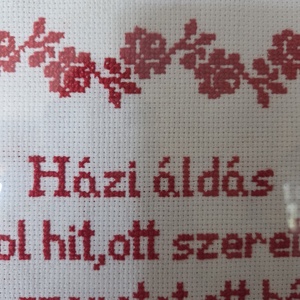 Házi áldás - művészet - textilkép - keresztszemes - Meska.hu