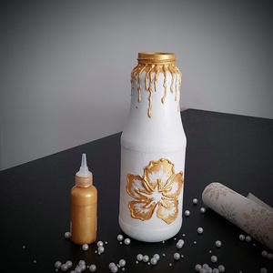 Fehér-arany színű váza - otthon & életmód - dekoráció - asztal és polc dekoráció - díszüveg - Meska.hu Fehér-arany színű váza - otthon & életmód - dekoráció - asztal és polc dekoráció - díszüveg - Meska.hu