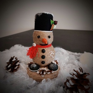 Hóember - téli dekorációs dísztárgy, Otthon & Életmód, Dekoráció, Dísztárgy, Újrahasznosított alapanyagból készült termékek, MESKA