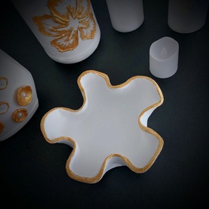 Fehér - arany színű mécsestartó - otthon & életmód - dekoráció - dísztárgy - Meska.hu