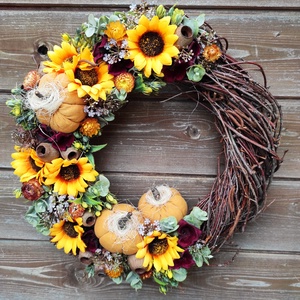 Napraforgós őszi ajtódísz  - otthon & életmód - dekoráció - ajtó- és ablak dekoráció - ajtódísz & kopogtató - Meska.hu