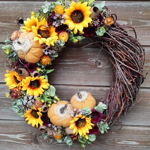 Napraforgós őszi ajtódísz  - otthon & életmód - dekoráció - ajtó- és ablak dekoráció - ajtódísz & kopogtató - Meska.hu