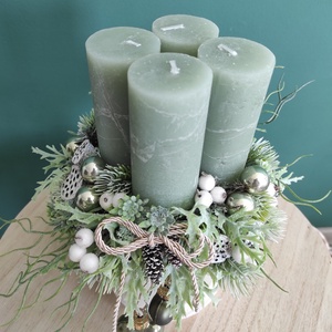 Adventi asztaldísz natúr színvilágú  - karácsony - adventi díszek - adventi asztaldísz - Meska.hu