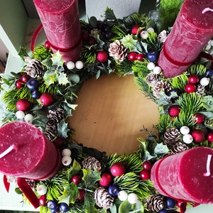 Bogyós adventi koszorú - karácsony - adventi díszek - adventi asztaldísz - Meska.hu