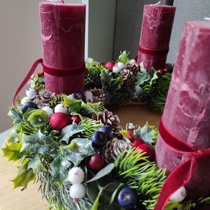Bogyós adventi koszorú - karácsony - adventi díszek - adventi asztaldísz - Meska.hu