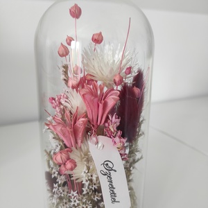 Üvegbúra szárított virágokkal - otthon & életmód - dekoráció - asztal és polc dekoráció - asztaldísz - Meska.hu