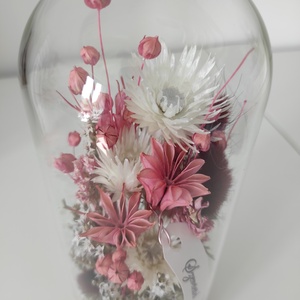 Üvegbúra szárított virágokkal - otthon & életmód - dekoráció - asztal és polc dekoráció - asztaldísz - Meska.hu