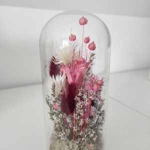 Üvegbúra szárított virágokkal - otthon & életmód - dekoráció - asztal és polc dekoráció - asztaldísz - Meska.hu