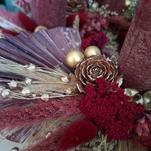 Bohó, elegáns szárazvirágos adventikoszorú - karácsony - adventi díszek - adventi koszorú - Meska.hu