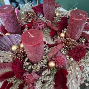 Bohó, elegáns szárazvirágos adventikoszorú - karácsony - adventi díszek - adventi koszorú - Meska.hu