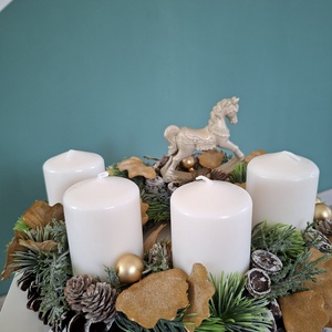 Ginkgóleveles adventi koszorú  - karácsony - adventi díszek - adventi koszorú - Meska.hu